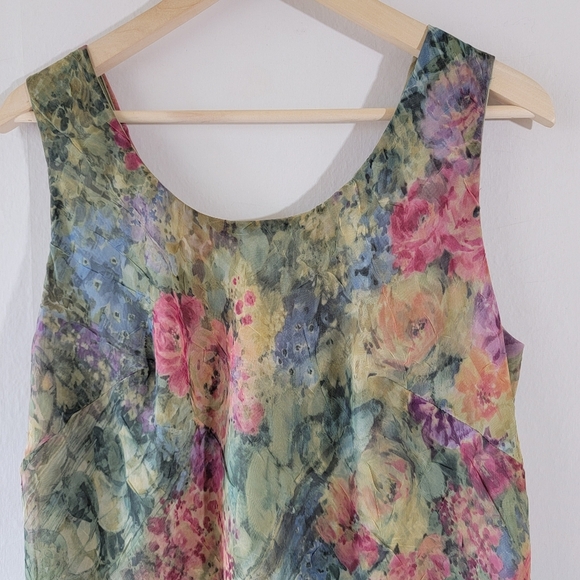 VTG Tank Maxi Dress + Button Up Top Twinnie Set Multi Floral Cottagecore Fairy - Picture 7 of 13